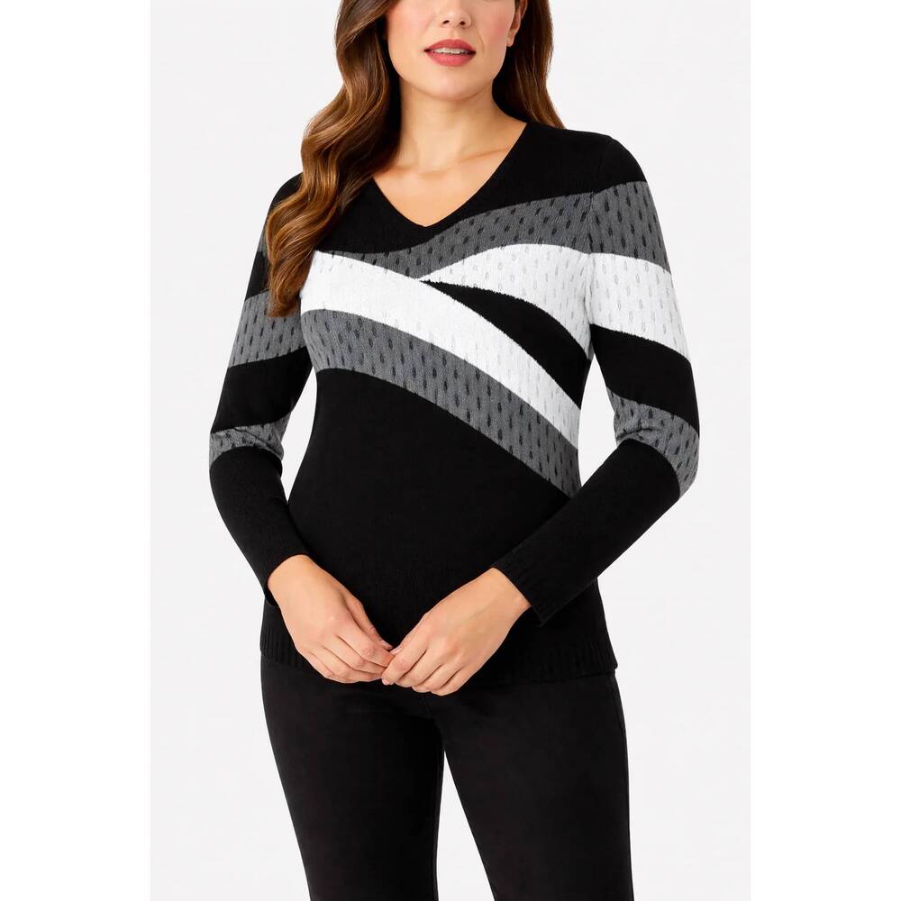NEW ANGEL APPAREL crochet long sleeves top in black/multi